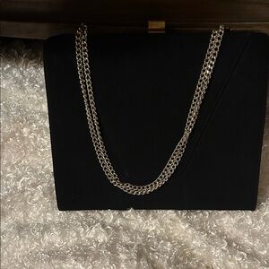 Vintage America Black suede handbag with Silver Chain . Clutch or cross body